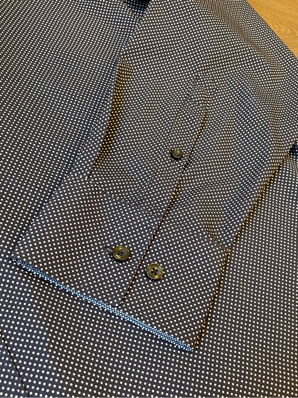 Con.Struct Navy/White Microdot/Polka Dot Slim Fit Performance Shirt - Size XL - Picture 5 of 10